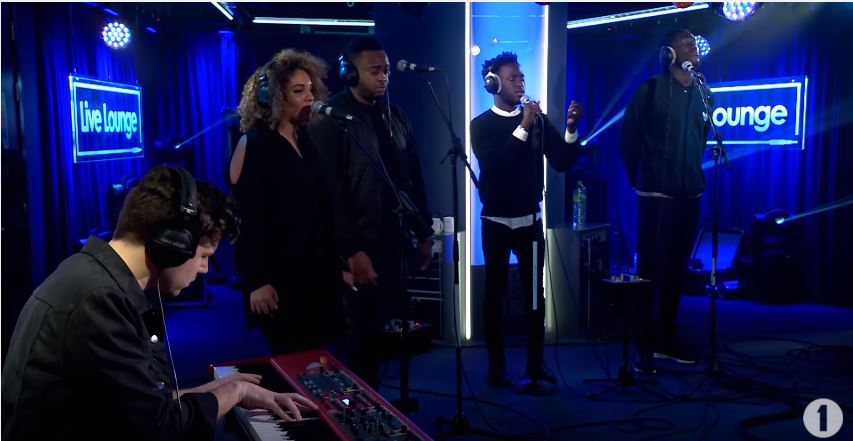 Lauren Johnson performing on Radio 1's Live Lounge with Kwabs